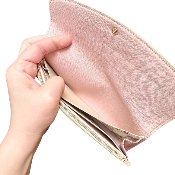 Louis Vuitton Damier Azur Ballerine Pink Leather Emilie Long Wallet - Picture 6 of 15